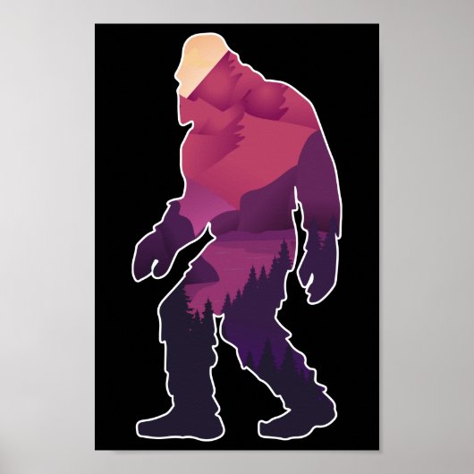 Poster Retro Bigfoot Mountain Forest Paysage sauvage (Devant)