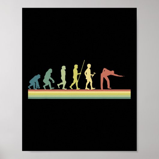 Poster Retro Billiards Human Evolution Lover Pool Cadeau (Devant)