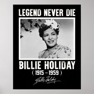 Poster Retro Billie Vacances Signature Légendes Jamais Mo