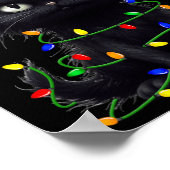 Poster Retro Black Chat Noël Light Fun Chat Hommes Femmes (Coin)