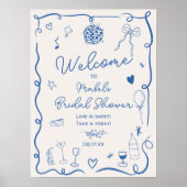 Poster Retro bleu dessiné à la main (Devant)