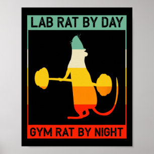Poster Rétro Bodybuilding Rat De Laboratoire Le Jour Rat