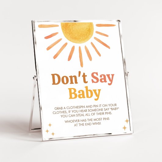 Poster Retro Boho Sunshine Baby shower Ne pas dire bébé