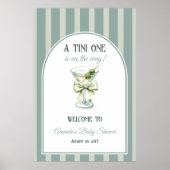 Poster Retro Bow Tini One Martini Baby Shower Welcome (Devant)