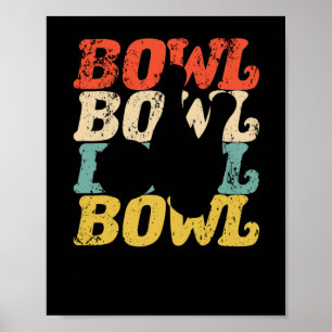 Poster Retro Bowl Old School Bowl Vintage Ball Pins