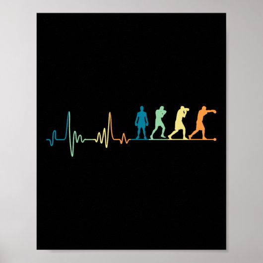 Poster Retro Boxing Heartbeat - Boxer Lover Boxer Kickbo (Devant)