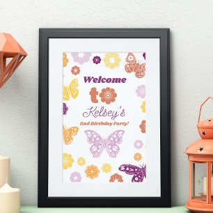 Poster Rétro Butterfly Birthday Welcome Imprimable