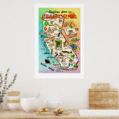 Poster Retro California Map 24x36 Print (Cuisine)