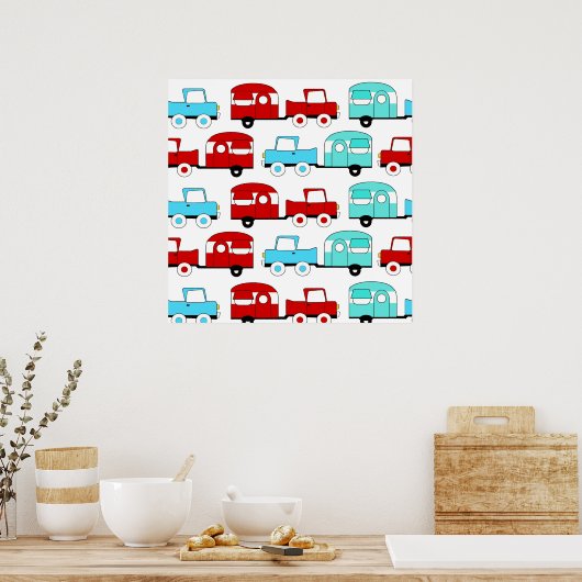 Poster Rétro Camping Trailer (Cuisine)