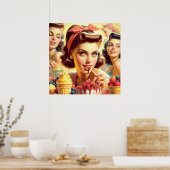 Poster Retro Candy Girls (Cuisine)
