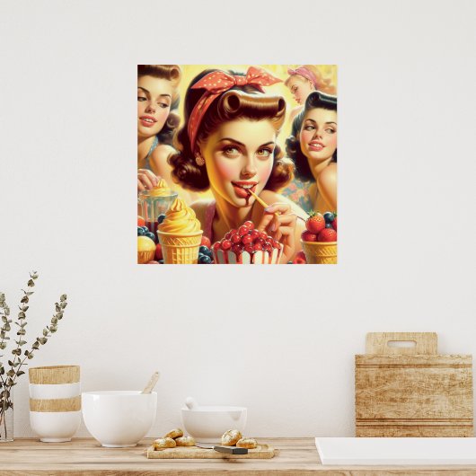 Poster Retro Candy Girls (Cuisine)