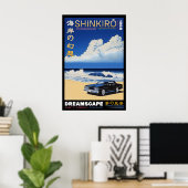 Poster Retro Car Beach Print Japanese Shinkirō Dreamscape (Bureau à domicile)