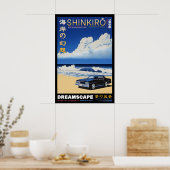 Poster Retro Car Beach Print Japanese Shinkirō Dreamscape (Cuisine)