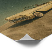 Poster Retro Car on the Moon. Espace vintage (Coin)