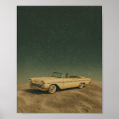 Poster Retro Car on the Moon. Espace vintage (Devant)