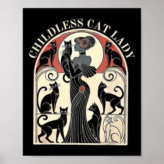 Poster Rétro Chat Dames sans Enfants Chat Karma (Devant)