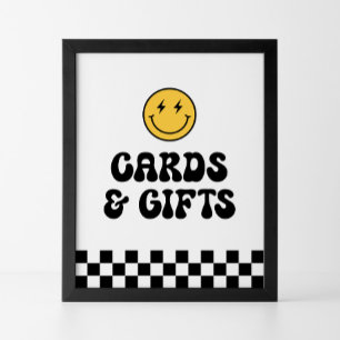 Poster Retro Checker Happy Face Anniversaire Cartes et Ca