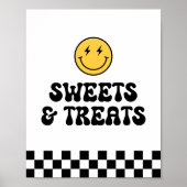 Poster Retro Checker Happy Face Sweets et Traitements (Devant)