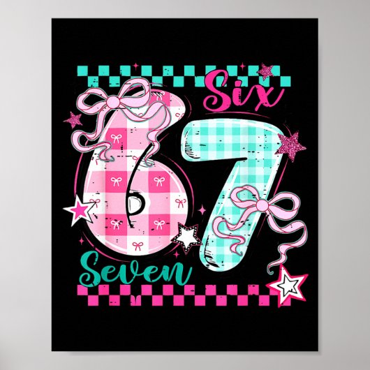 Poster Retro Checkered Valentine Six Seven Meme 67 Viral  (Devant)