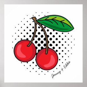 Poster Retro Cherries Comédie Livre Alimentation Pop Art 