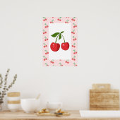 Poster Retro Cherry Fruit Pattern Aesthetic Nursery Art (Cuisine)