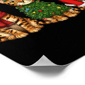 Poster Retro Christmas Bengal Cat Santa Reindeer  (Coin)