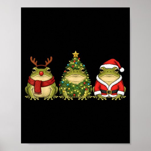 Poster Retro Christmas Desert Rain Frog Santa Reindeer  (Devant)
