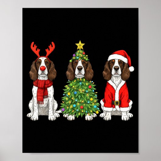 Poster Retro Christmas English Springer Spaniel Santa Rei (Devant)