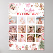 Poster Retro Christmas First Year Photo Milestone Sign (Devant)