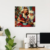 Poster Retro Christmas Girl (Bureau à domicile)