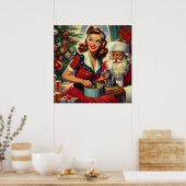 Poster Retro Christmas Girl (Cuisine)