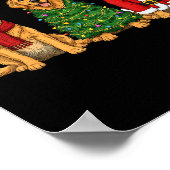 Poster Retro Christmas Golden Retriever Santa Reindeer Do (Coin)