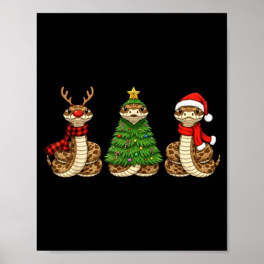 Poster Retro Christmas Hognose Snake Santa Reindeer (Devant)