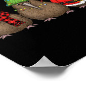 Poster Retro Christmas Kiwi Bird Santa Reindeer  (Coin)