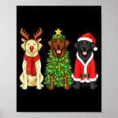 Poster Retro Christmas Labrador Retriever Santa Reindeer (Devant)