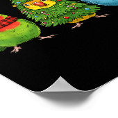 Poster Retro Christmas Lovebird Parrot Santa Reindeer  (Coin)