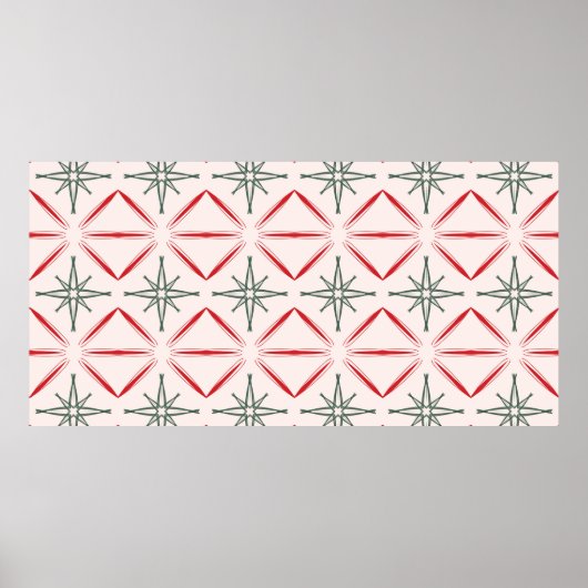 Poster Retro Christmas mid century seamless pattern in vi (Devant)