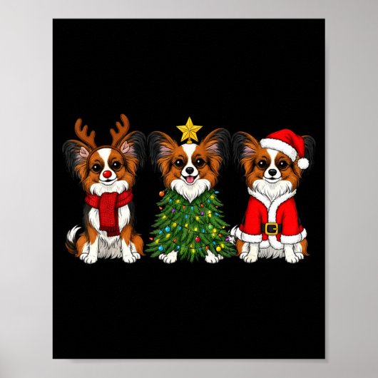 Poster Retro Christmas Pallon Dog Lover Santa Reindeer (Devant)