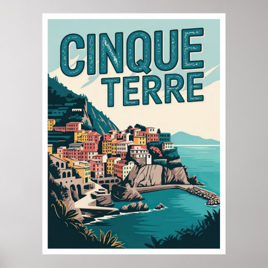 Poster Retro Cinque Terre Randonnée Design Cadeau (Devant)