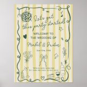 Poster Retro Citrus Yellow Hand drawn Wedding Welcome (Devant)