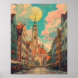 Poster Retro City Munich Allemagne