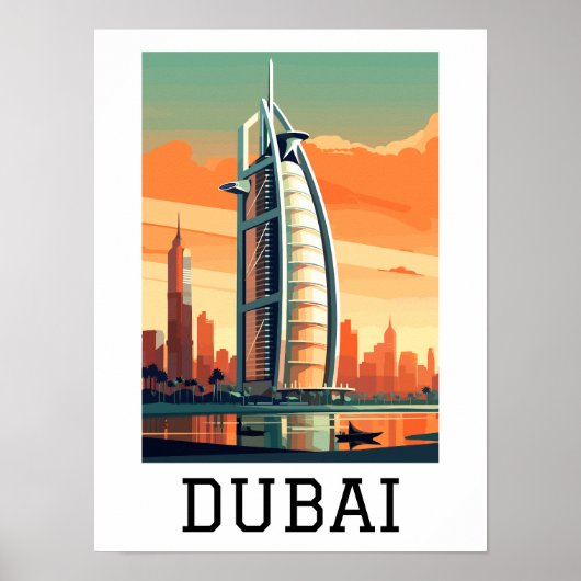 Poster Retro Classic Travel Dubai UAE (Devant)