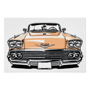 Poster Rétro Classique Cabriolet Avant Pop Art