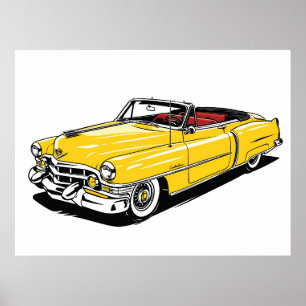 Poster Rétro Classique Cabriolet PopArt Latéral