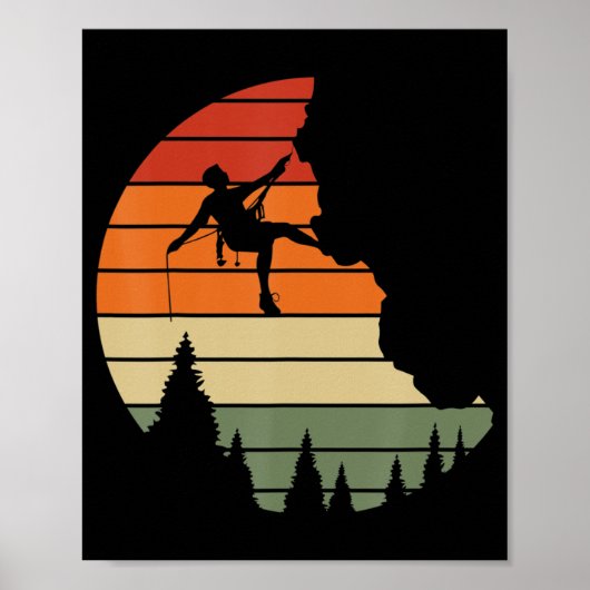 Poster Retro Cliff Rock Escalade Mountain Climber Mountai (Devant)