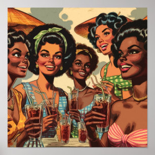 Poster Retro Cocktail Party Girls
