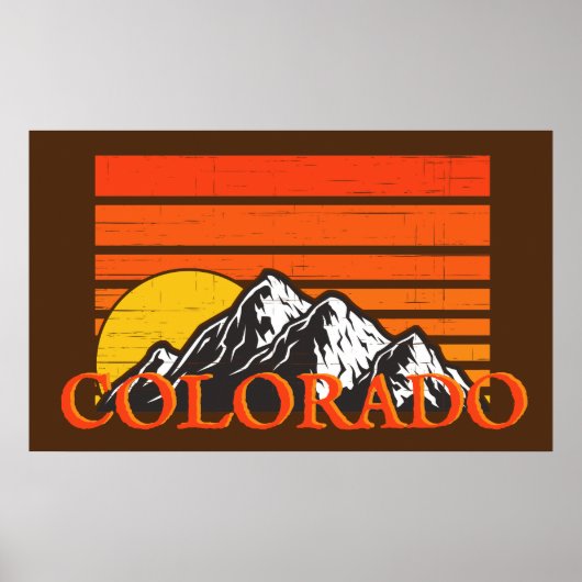 Poster Retro Colorado Rocky Mountain Sunset (Devant)