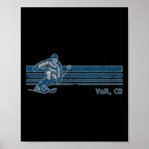 Poster Retro Colorado Vintage Vail Skiing T-Shirt