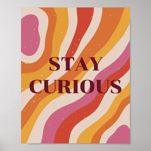 Poster Rétro coloré, Restez Curieux (Devant)