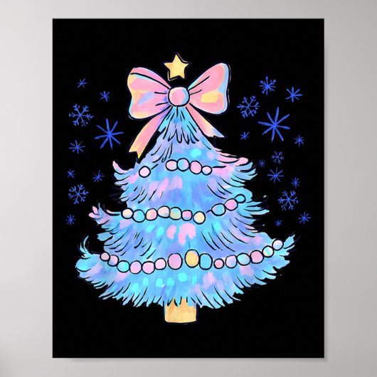 Poster Retro Colorful Christmas Tree Coquette Bow Men Wom (Devant)